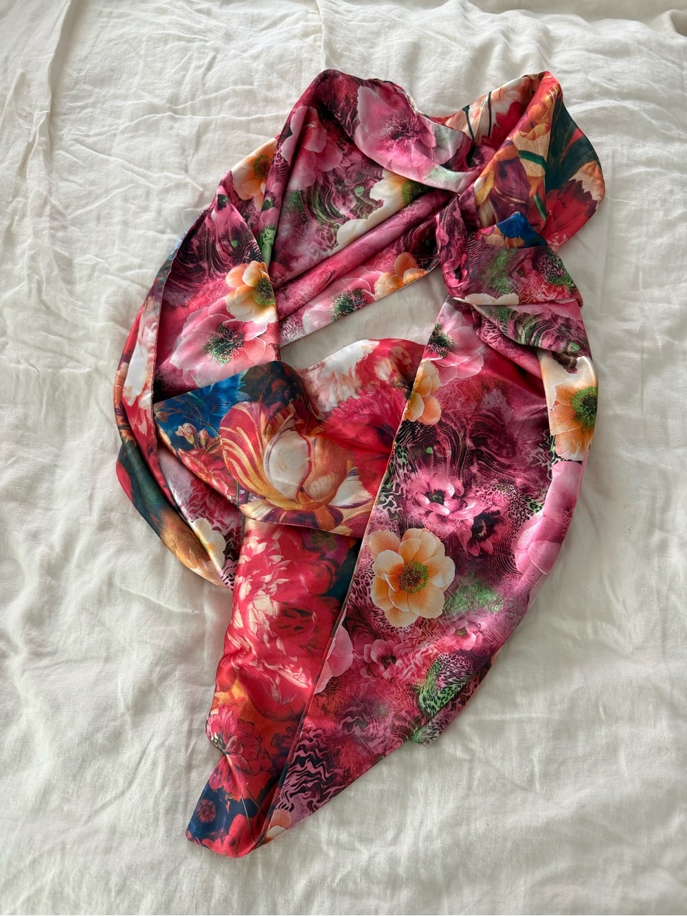 Floral Pink Silk Scarf EUC 1212